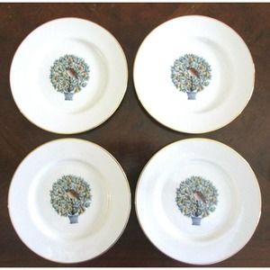 4 PC Partridge Pear Tree Dessert Plates Twelve 12 Days of Christmas Avon Salad